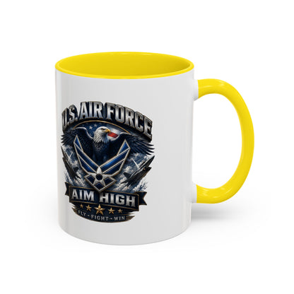 U.S. Air Force Accent Coffee Mug — Aim High Eagle Design (11/15 oz)