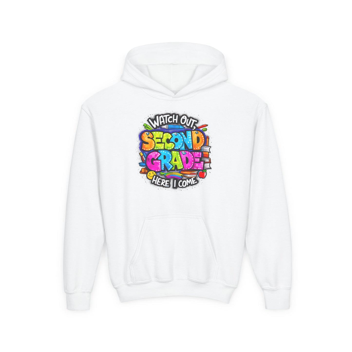 Second Grade Kids' Hoodie - "Watch Out Second Grade Here I Come" Back-to-School Sweatshirt