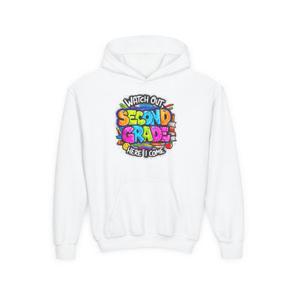 Second Grade Kids' Hoodie - "Watch Out Second Grade Here I Come" Back-to-School Sweatshirt