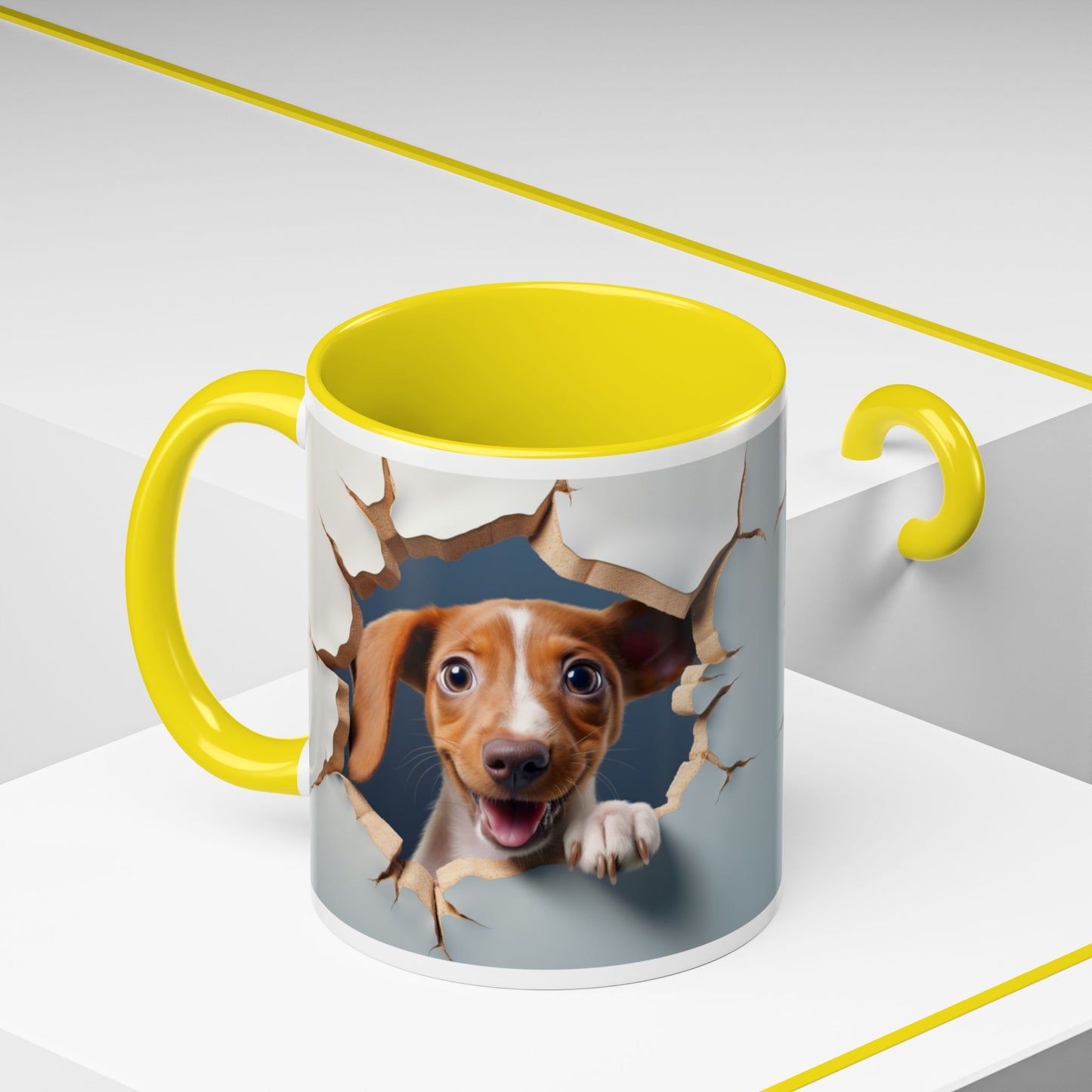 Dachshund Peeking Through Wall Accent Coffee Mug – Cute Dog Lover Gift (11/15oz)