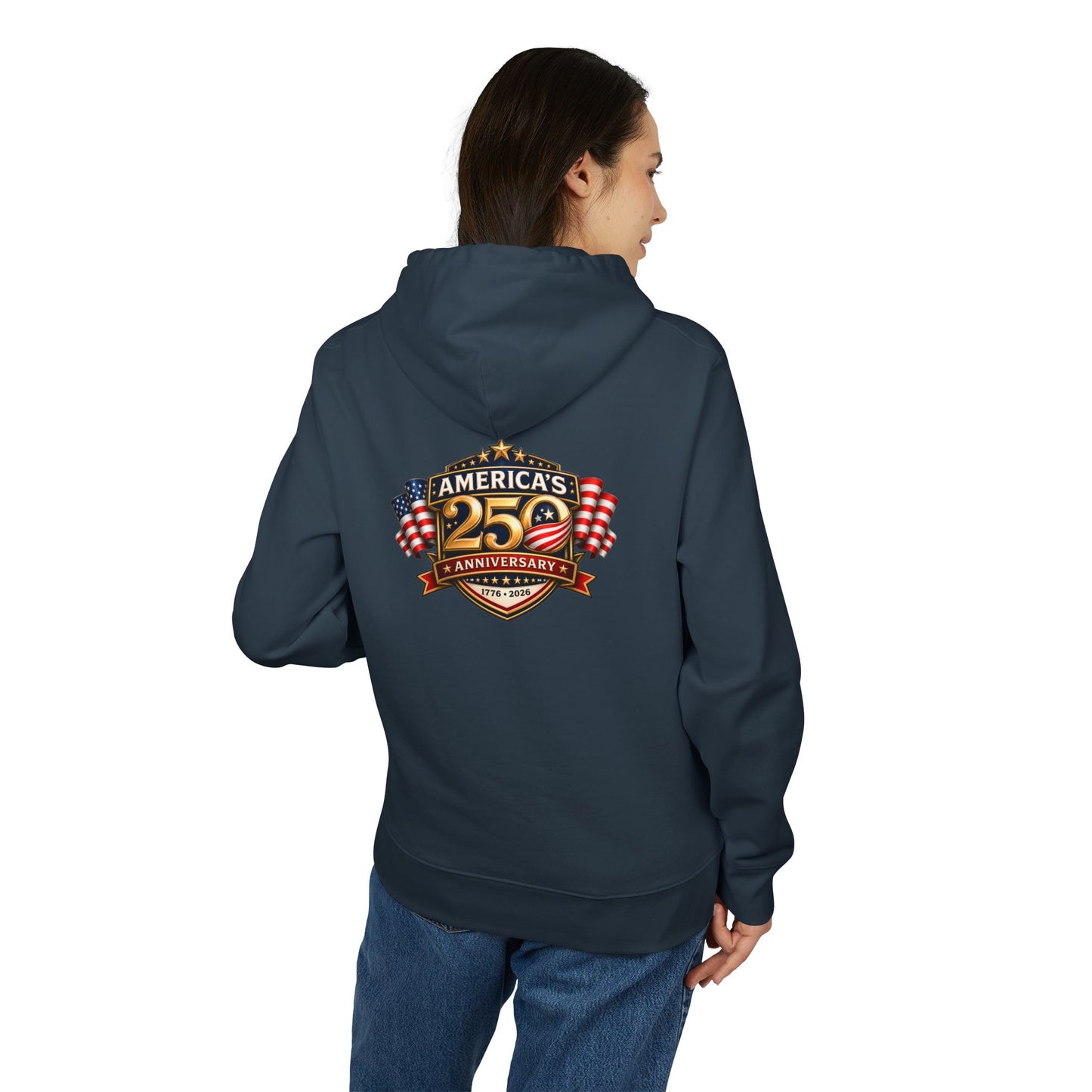 25th Anniversary America Logo Hoodie - Patriotic American Flag Crewneck
