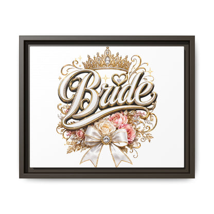 Framed Bride Canvas Wall Art — Elegant Bridal Crown & Floral Wedding Decor