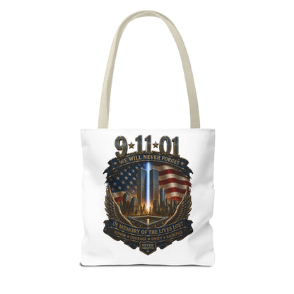 9·11 Memorial Tote Bag — We Will Never Forget Tribute Tote