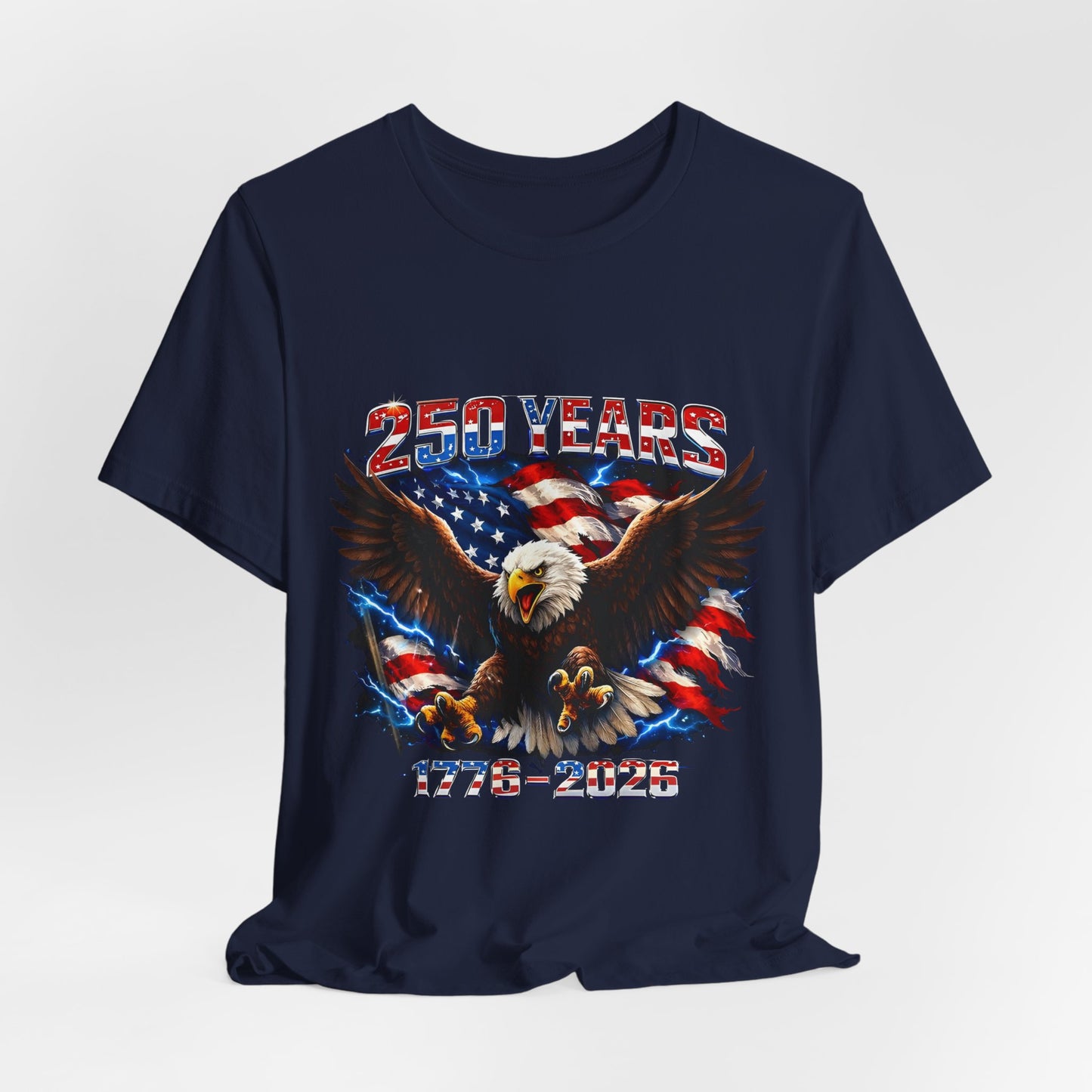 250 Years Bald Eagle American Flag T-Shirt — 1776–2026 Patriotic Tee