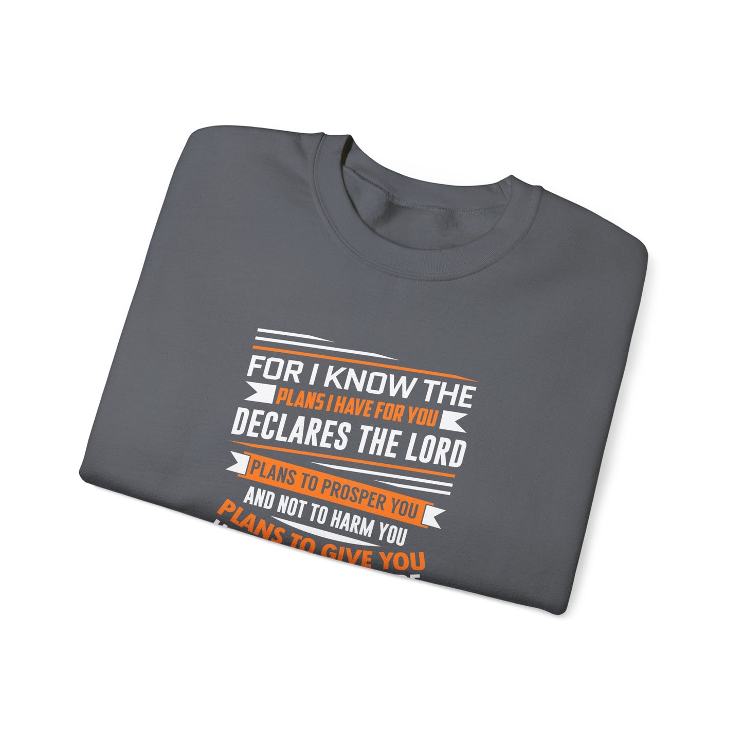 For I Know the Plans I Nave for You Declares the Lord Plans to Prosper You and Not to Harm You Plans to Give You Hope and a Future Sweatshirt