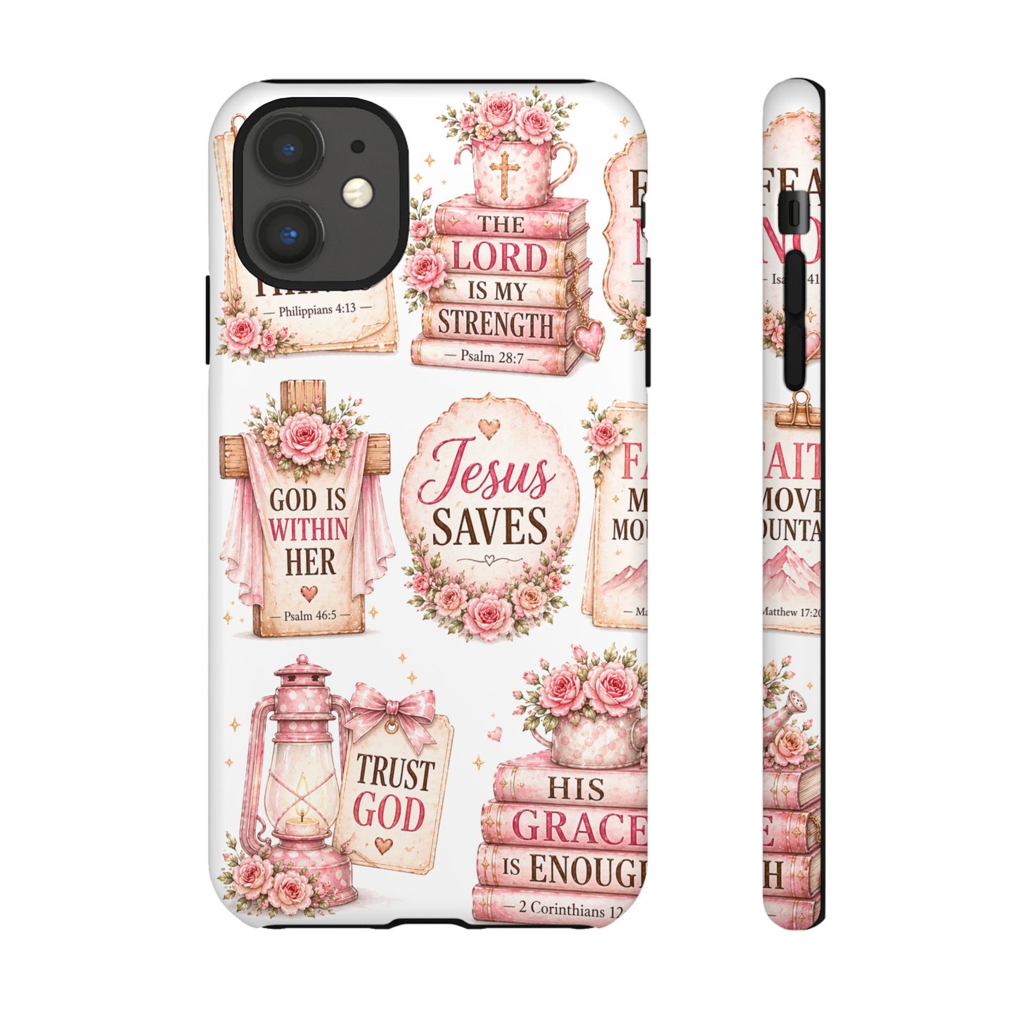 Faith Phone Case — 'Jesus Saves' Floral Christian Scripture iPhone Case