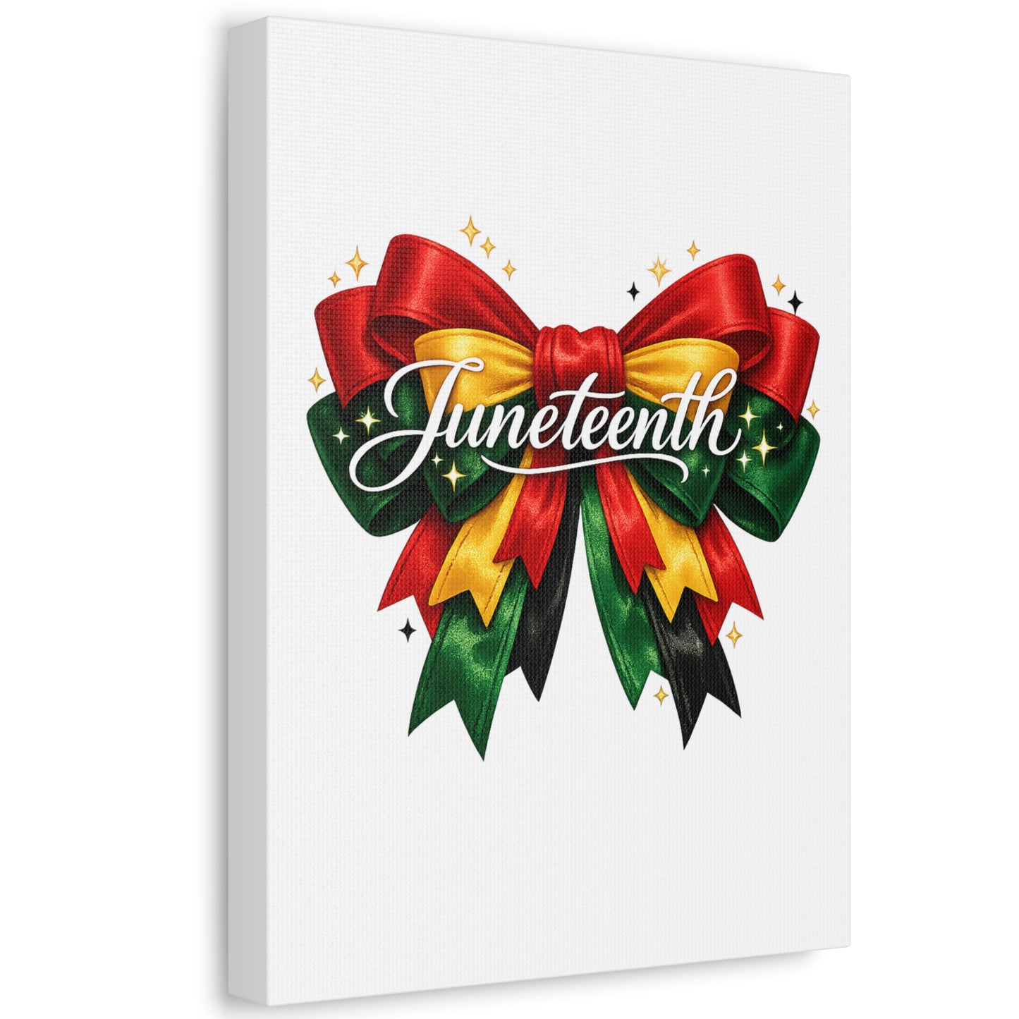 Juneteenth Celebration Stretched Canvas — Pan-African Ribbon Wall Art