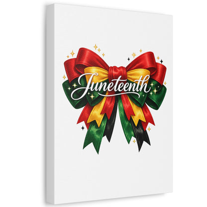 Juneteenth Celebration Stretched Canvas — Pan-African Ribbon Wall Art