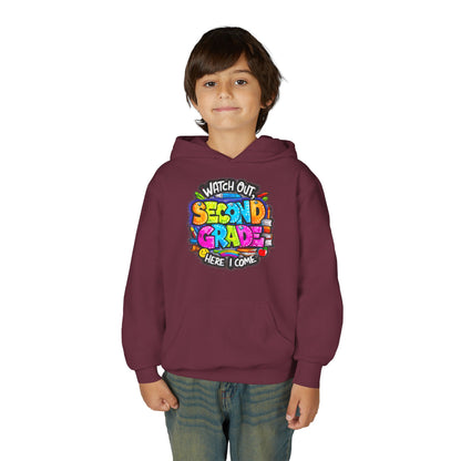 Second Grade Kids' Hoodie - "Watch Out Second Grade Here I Come" Back-to-School Sweatshirt