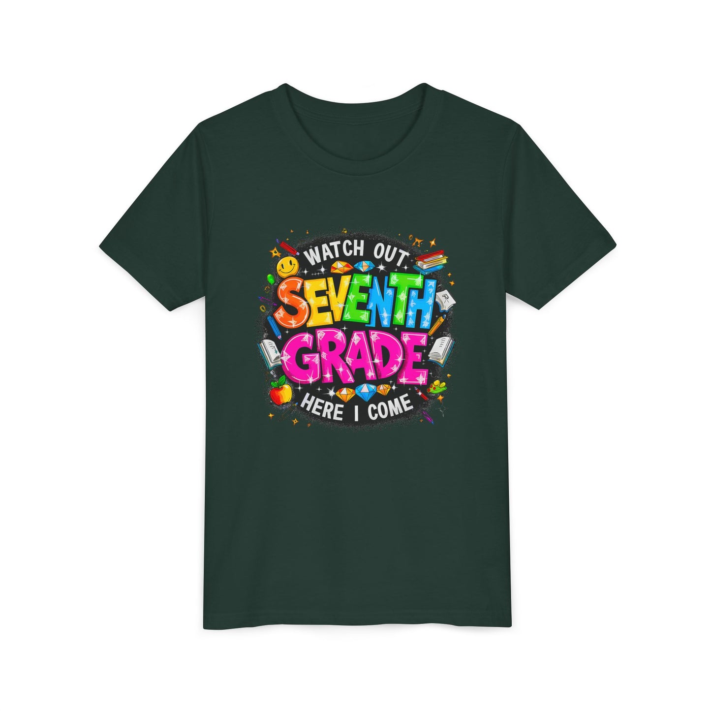 Seventh Grade Kids T‑Shirt — "Watch Out Seventh Grade Here I Come" Back‑to‑School Tee