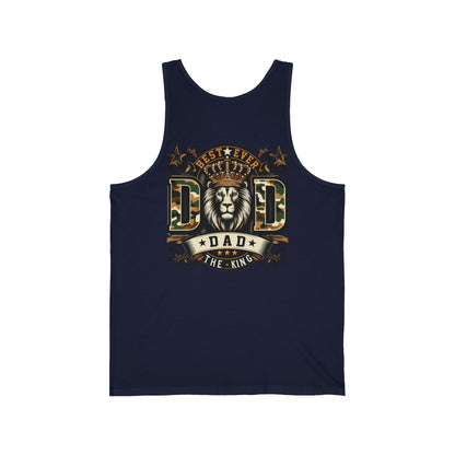 Dad Tank Top — "Best Ever Dad The King" Lion Graphic Fathers Day Gift