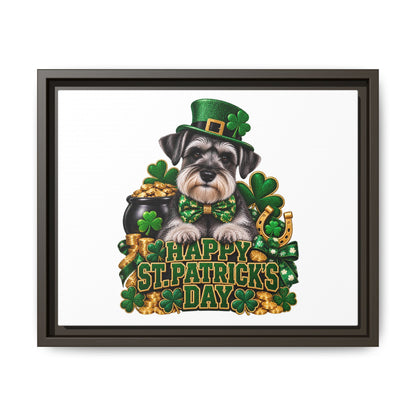 Happy St. Patrick’s Day Schnauzer Framed Canvas