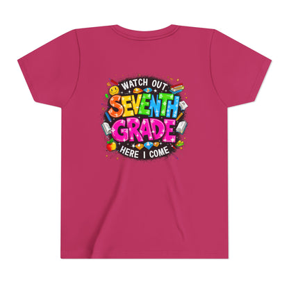 Seventh Grade Kids T‑Shirt — "Watch Out Seventh Grade Here I Come" Back‑to‑School Tee