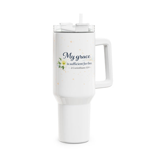 My Grace Is Sufficient 40oz Tumbler — Christian Inspirational Travel Cup