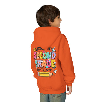 Second Grade Hoodie - "Watch Out Second Grade Here I Come" Back-to-School Kids Sweatshirt