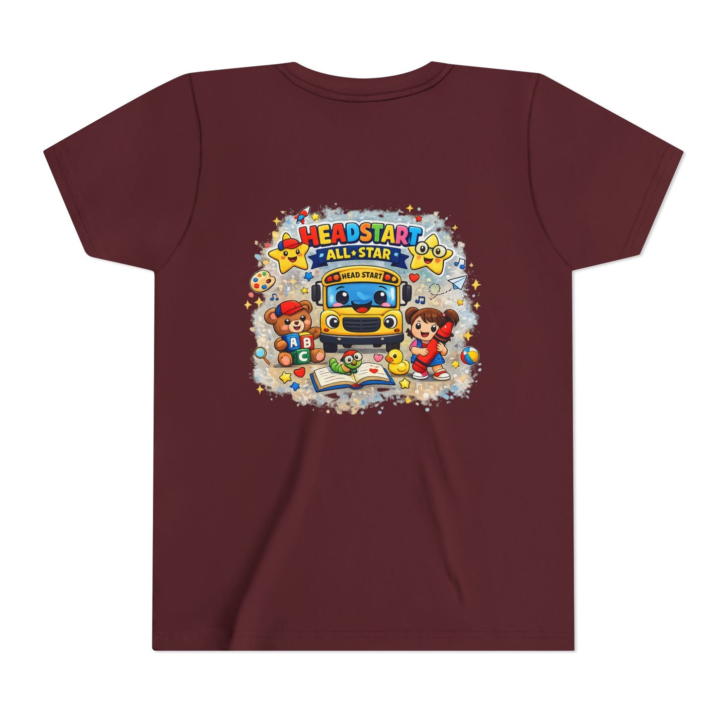 Youth Tee — "Headstart All-Star" Cute School Bus & Characters Back-to-School Shirt