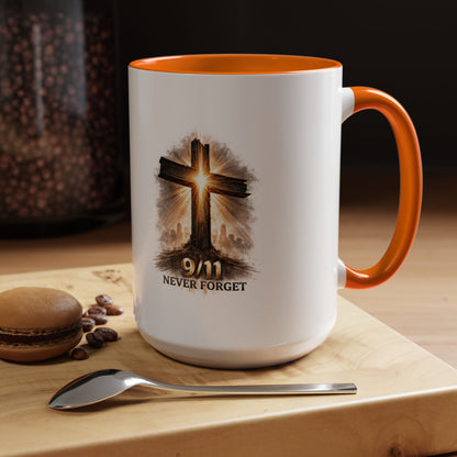 9/11 Never Forget Coffee Mug — Religious Memorial Accent Mug