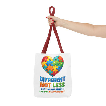 Autism Awareness Tote — "Different Not Less" Puzzle Heart