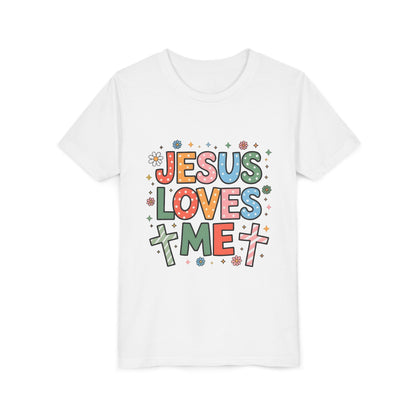 Youth Tee — "Jesus Loves Me" Colorful Christian Kids T-Shirt