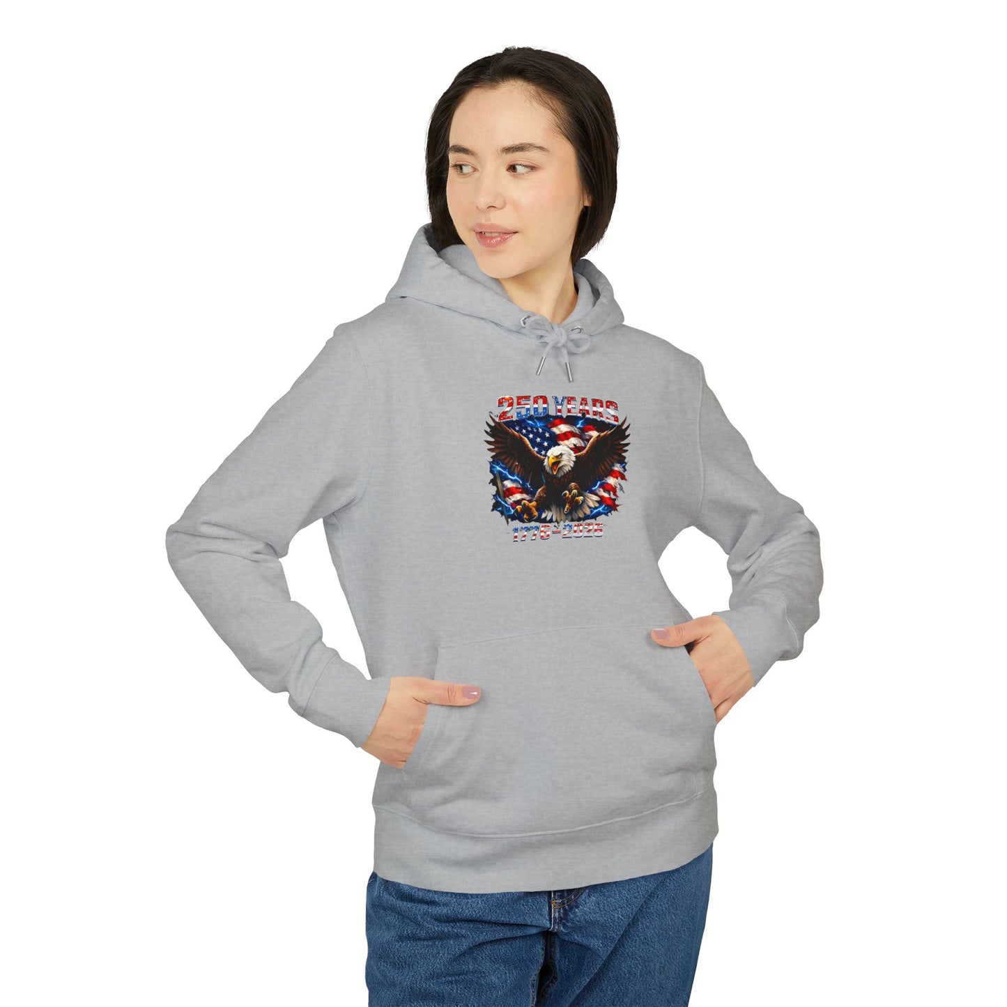 Patriotic Eagle Hoodie — '250 Years 1776–2026' American Flag Design