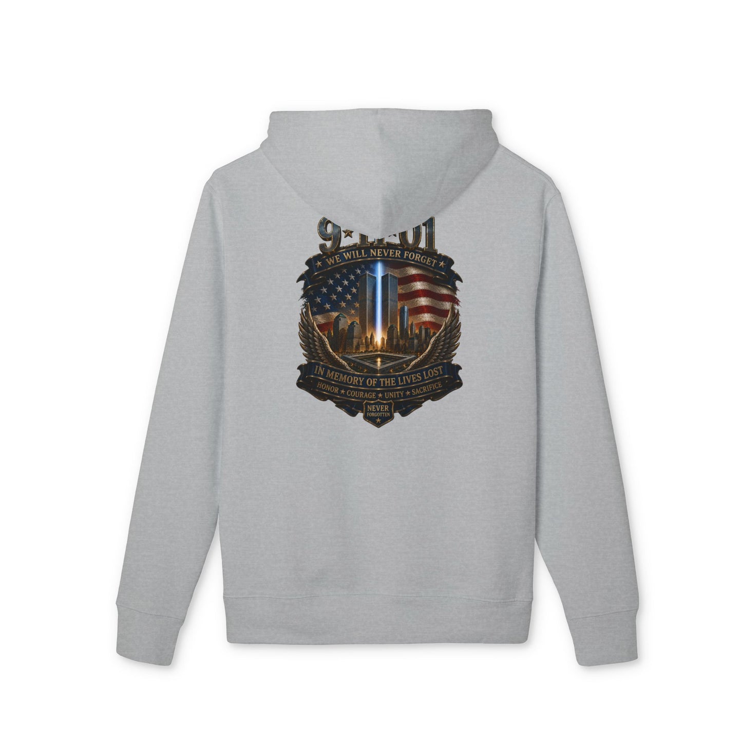 9·11 Memorial Hoodie – American Flag Tribute Pullover