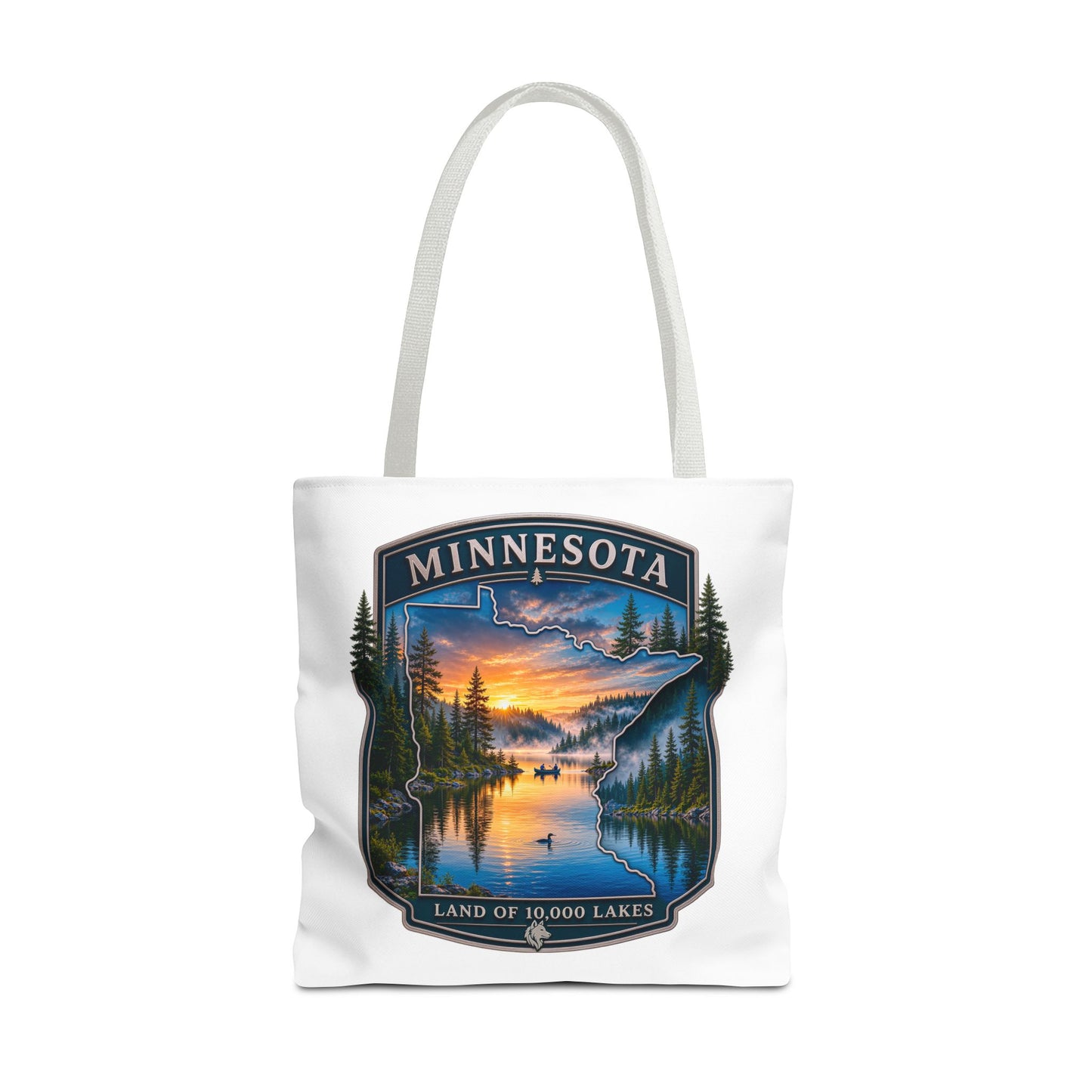 Minnesota Scenic Tote Bag — 'Land of 10,000 Lakes' Sunset Lake Design