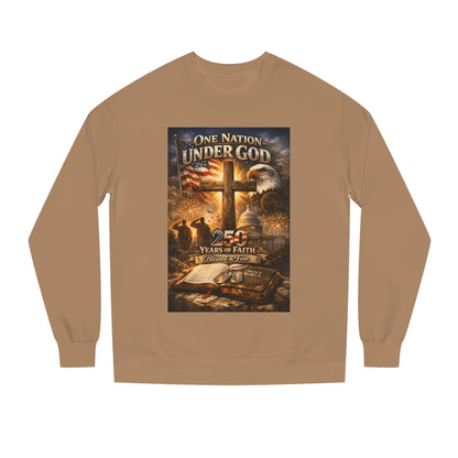 Patriotic Christian Sweatshirt — "One Nation Under God" 25 Years of Faith Crewneck