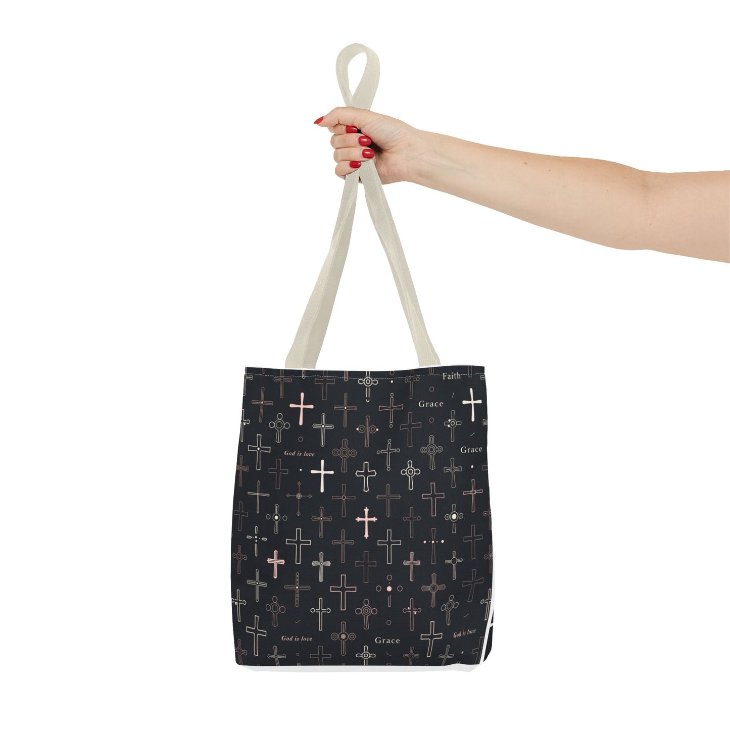Cross Pattern Tote Bag — Faith & Grace Religious All-Over Print Tote