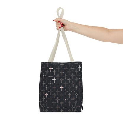 Cross Pattern Tote Bag — Faith & Grace Religious All-Over Print Tote