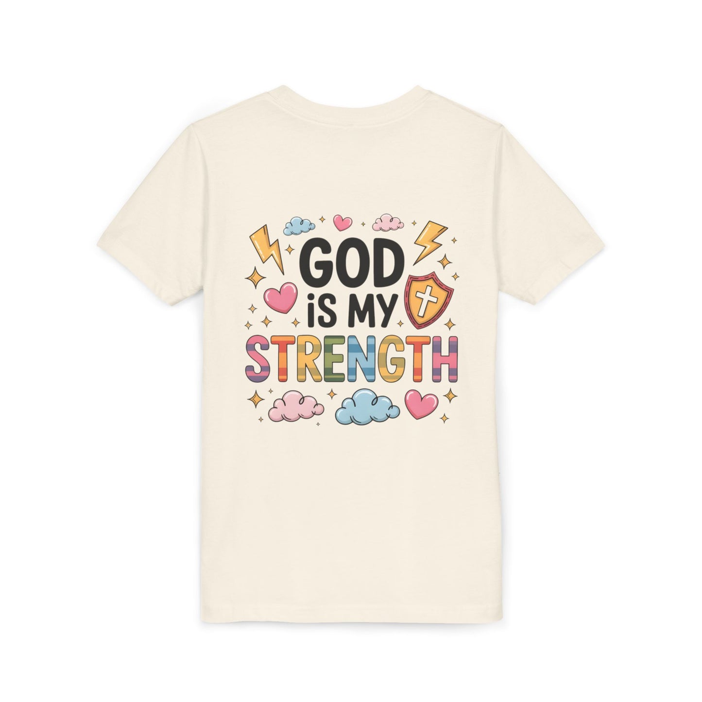 God Is My Strength Youth Tee — Cute Faith-Based Kids T-Shirt