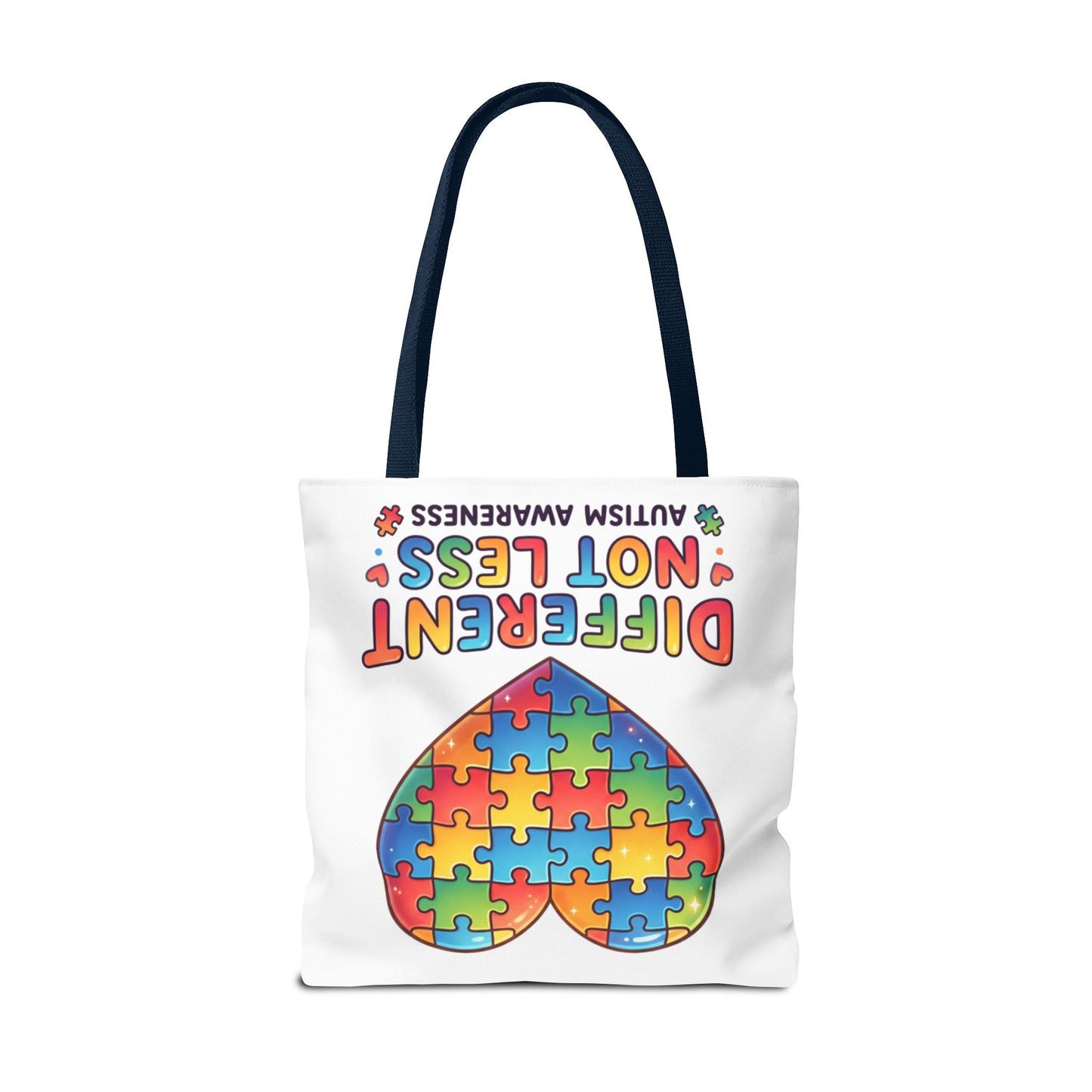Autism Awareness Tote Bag — "Different Not Less" Puzzle Heart