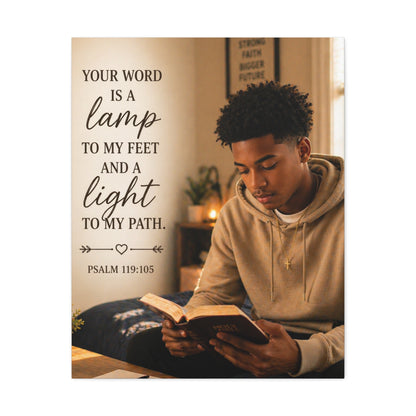 Stretched Canvas - "Your Word Is A Lamp" Psalm 119:105 Christian Wall Art