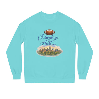 Saturdays in Austin Crewneck Sweatshirt — Floral Football City Skyline Design