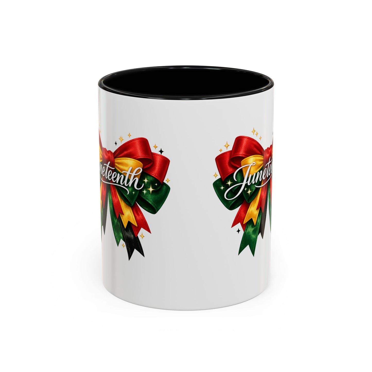 Juneteenth Ribbon Coffee Mug — Black/Red/Green Celebration Accent Mug