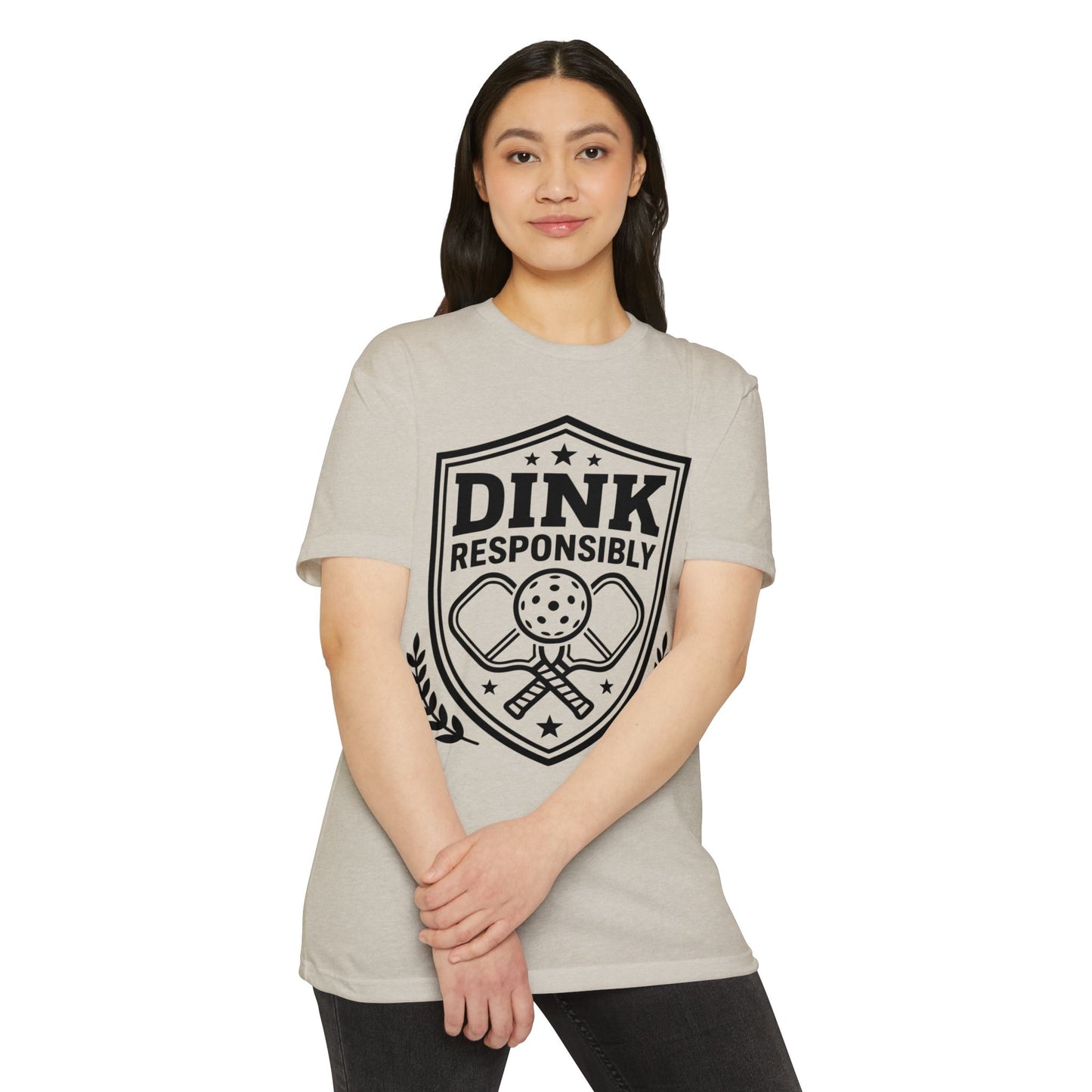 Dink Responsibly Pickleball T-Shirt — Vintage Shield Design
