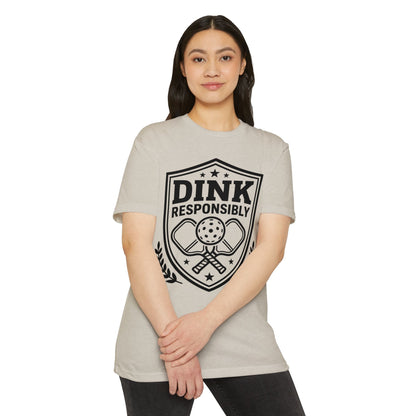Dink Responsibly Pickleball T-Shirt — Vintage Shield Design