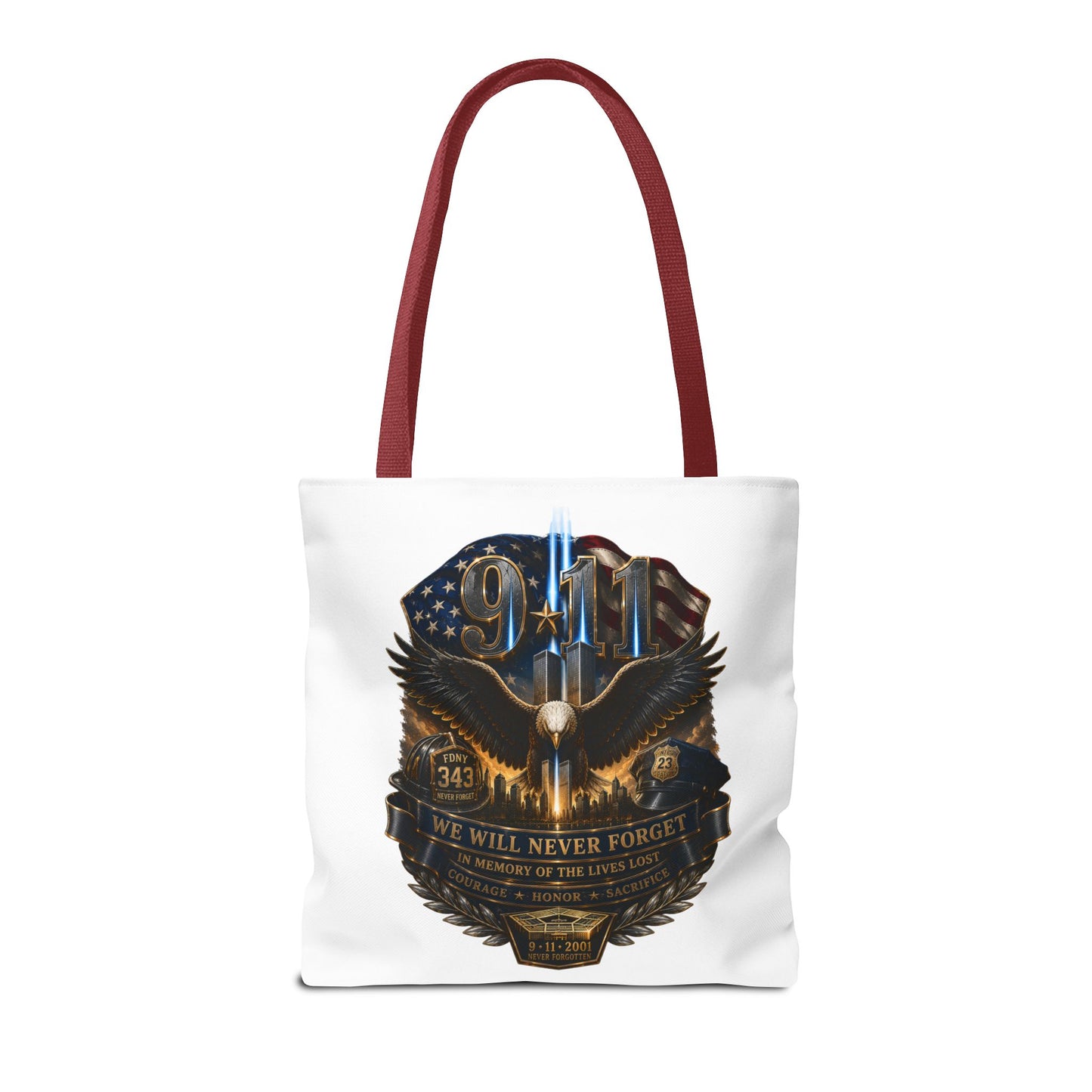 9/11 Memorial Eagle Tote Bag – Never Forget Tribute Tote