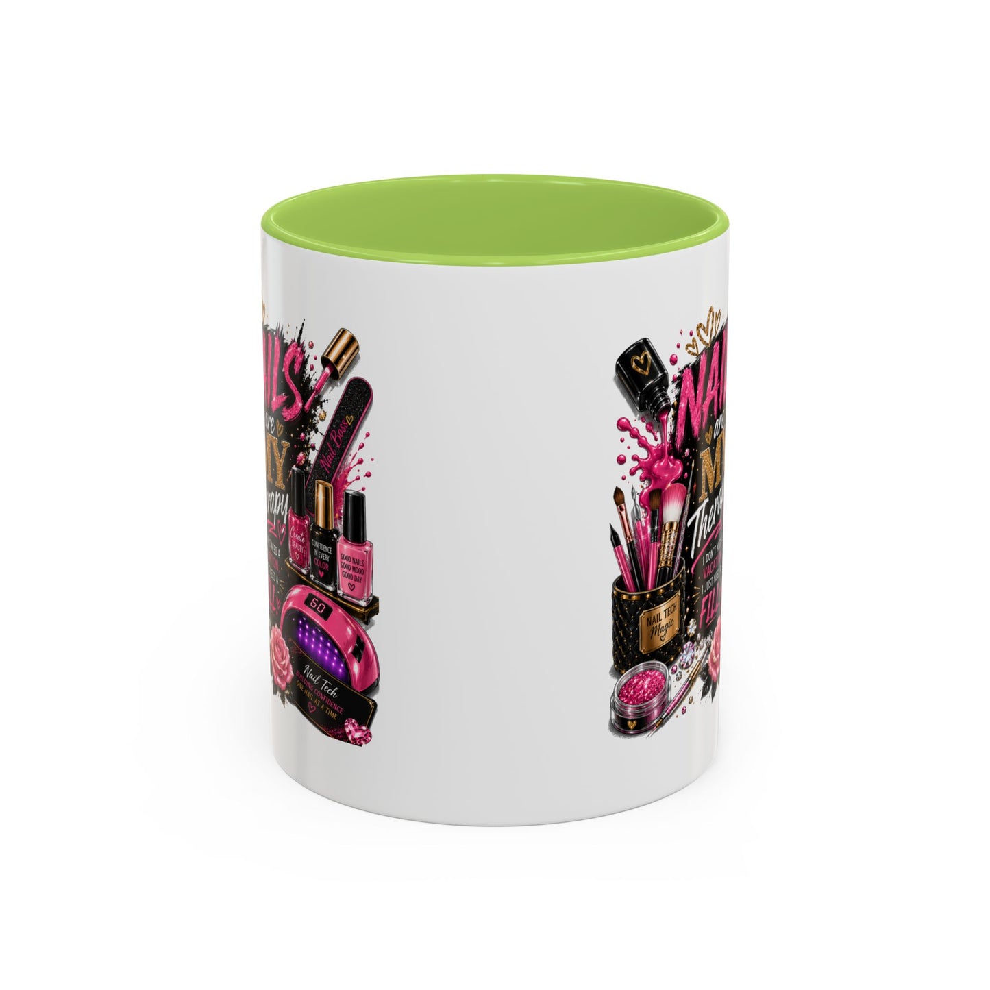 Coffee Mug — "Nails Are My Therapy" Pink Nail Tech Gift