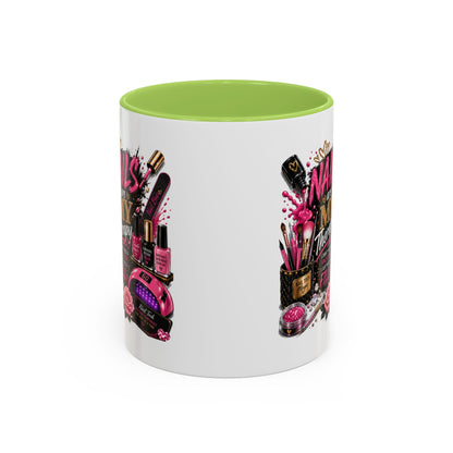 Coffee Mug — "Nails Are My Therapy" Pink Nail Tech Gift