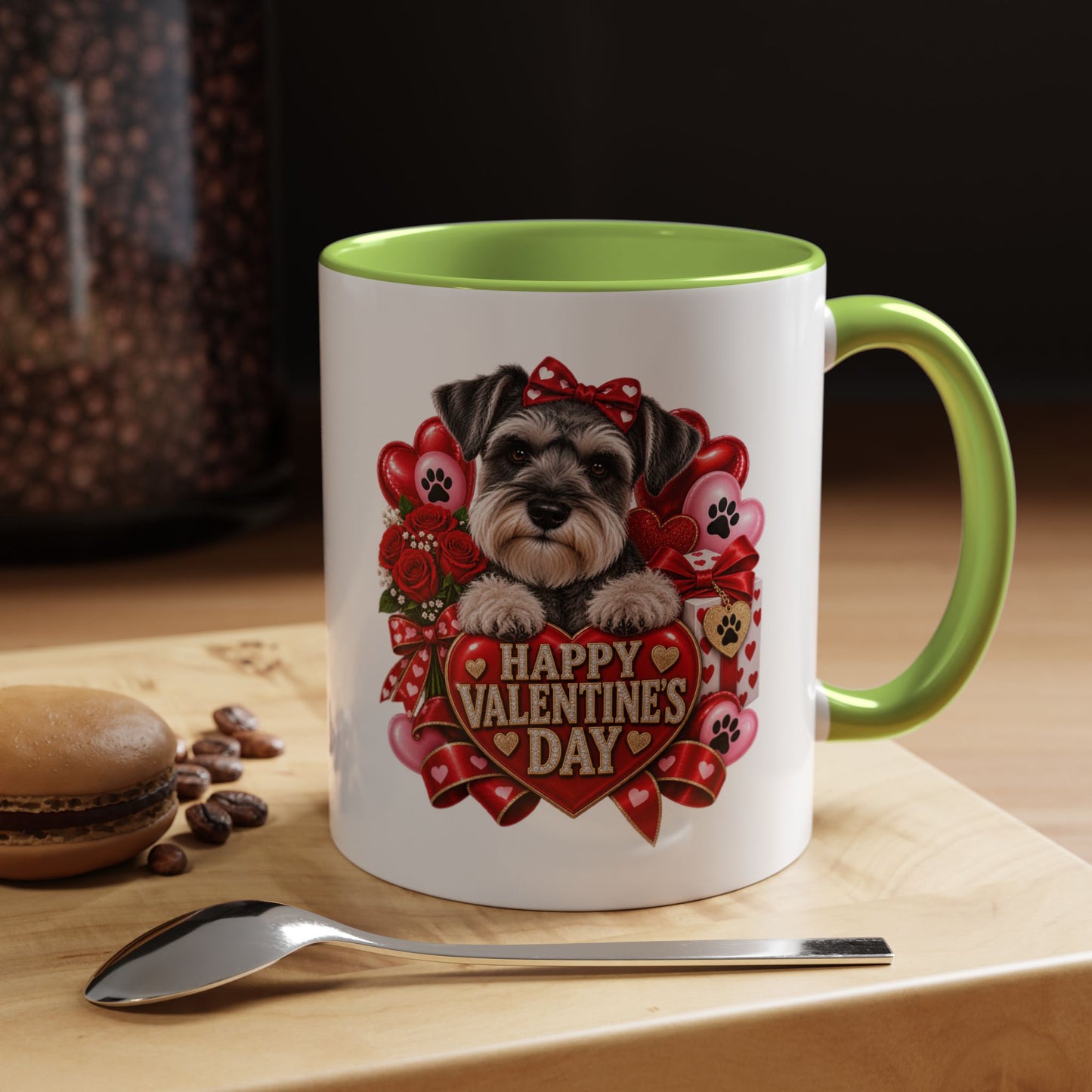Valentine’s Day Dog Coffee Mug — "Happy Valentine’s Day" Accent Mug