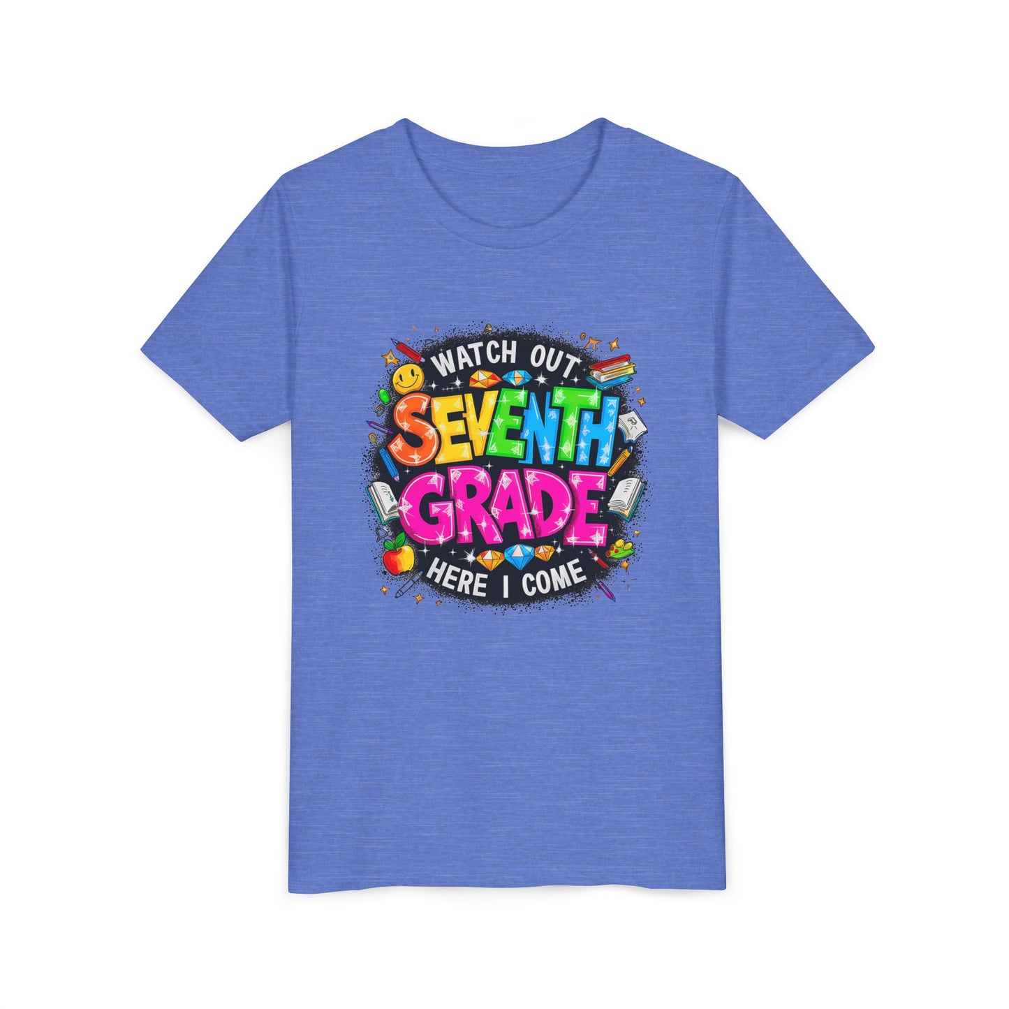 Seventh Grade Kids T‑Shirt — "Watch Out Seventh Grade Here I Come" Back‑to‑School Tee