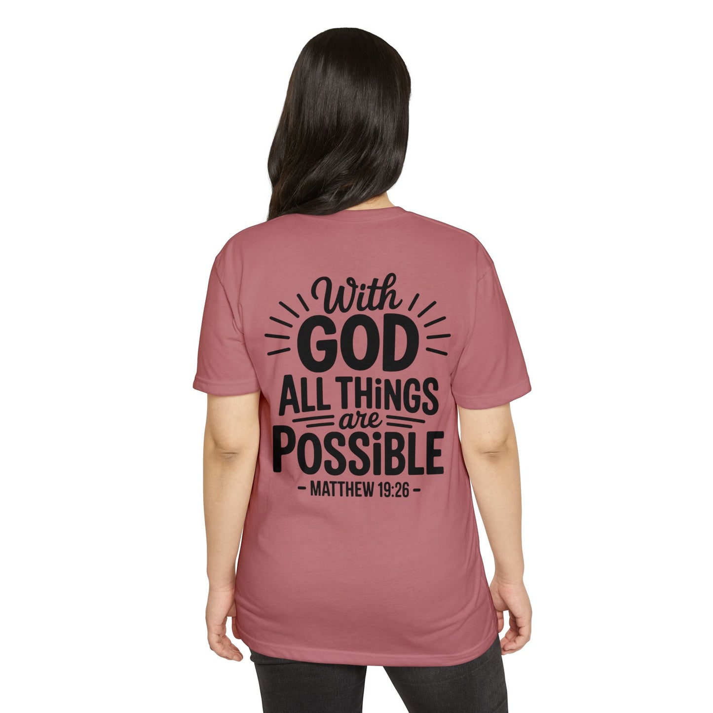 With God All Things Are Possible T-Shirt — Matthew 19:26 Christian Faith Tee