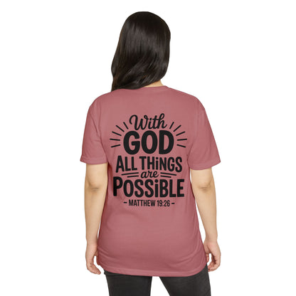 With God All Things Are Possible T-Shirt — Matthew 19:26 Christian Faith Tee