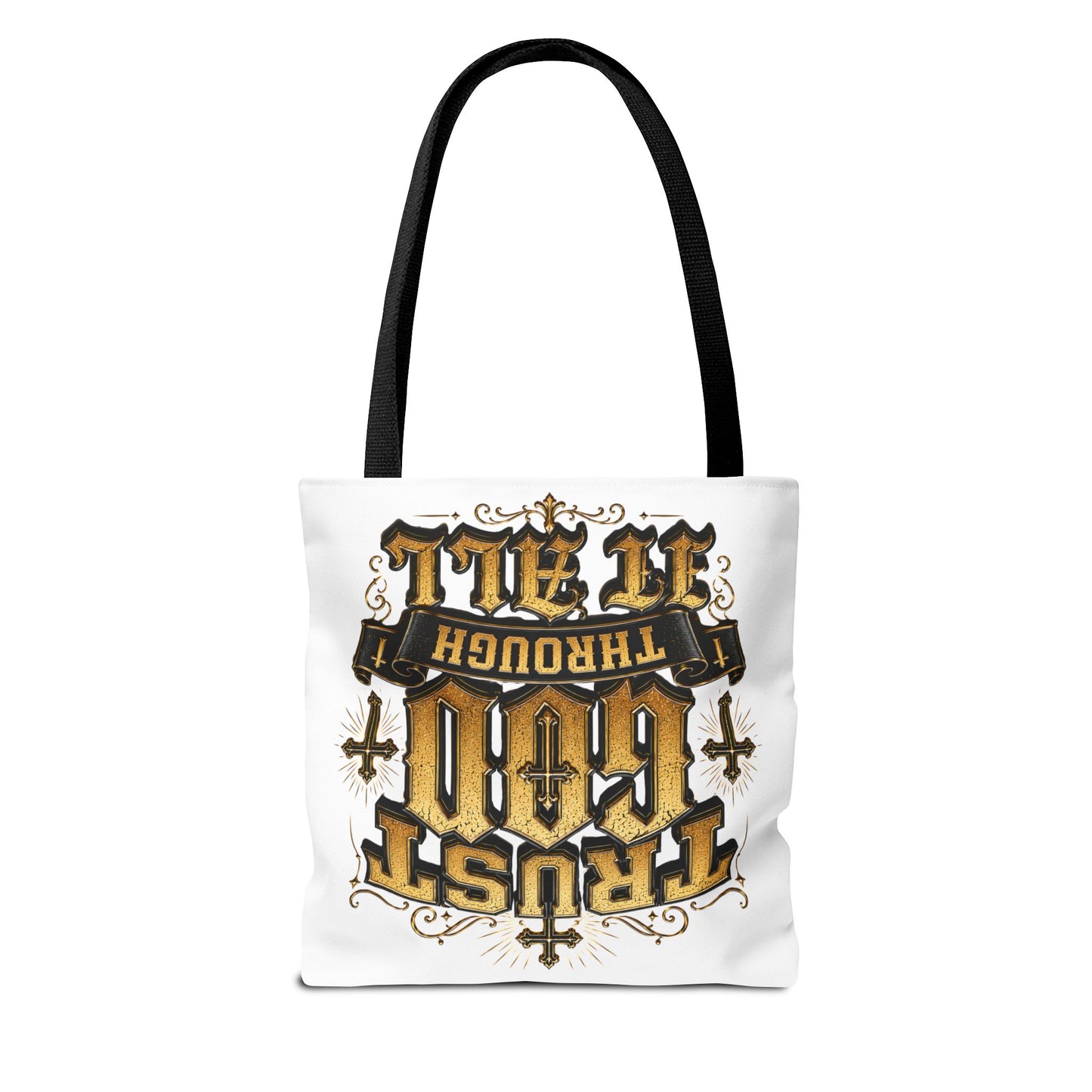 Religious Tote Bag — “Trust God Through It All” Inspirational Scripture Tote
