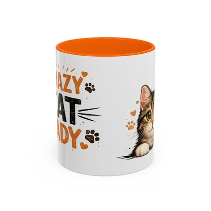 Cat Mug — "Crazy Cat Lady" Cute Kitten Accent Coffee Mug (11/15 oz)