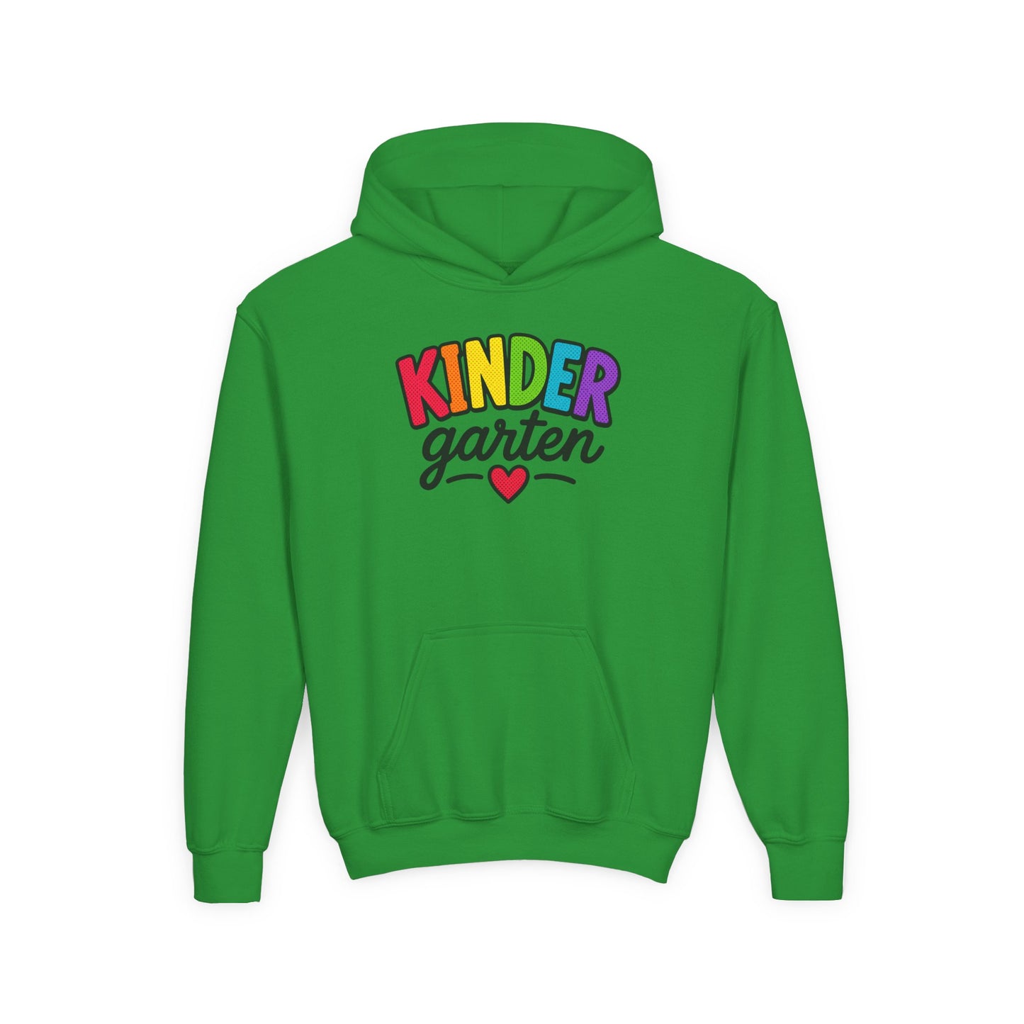 Kindergarten Kids Hoodie — Colorful Heart Graphic Back-to-School Sweatshirt
