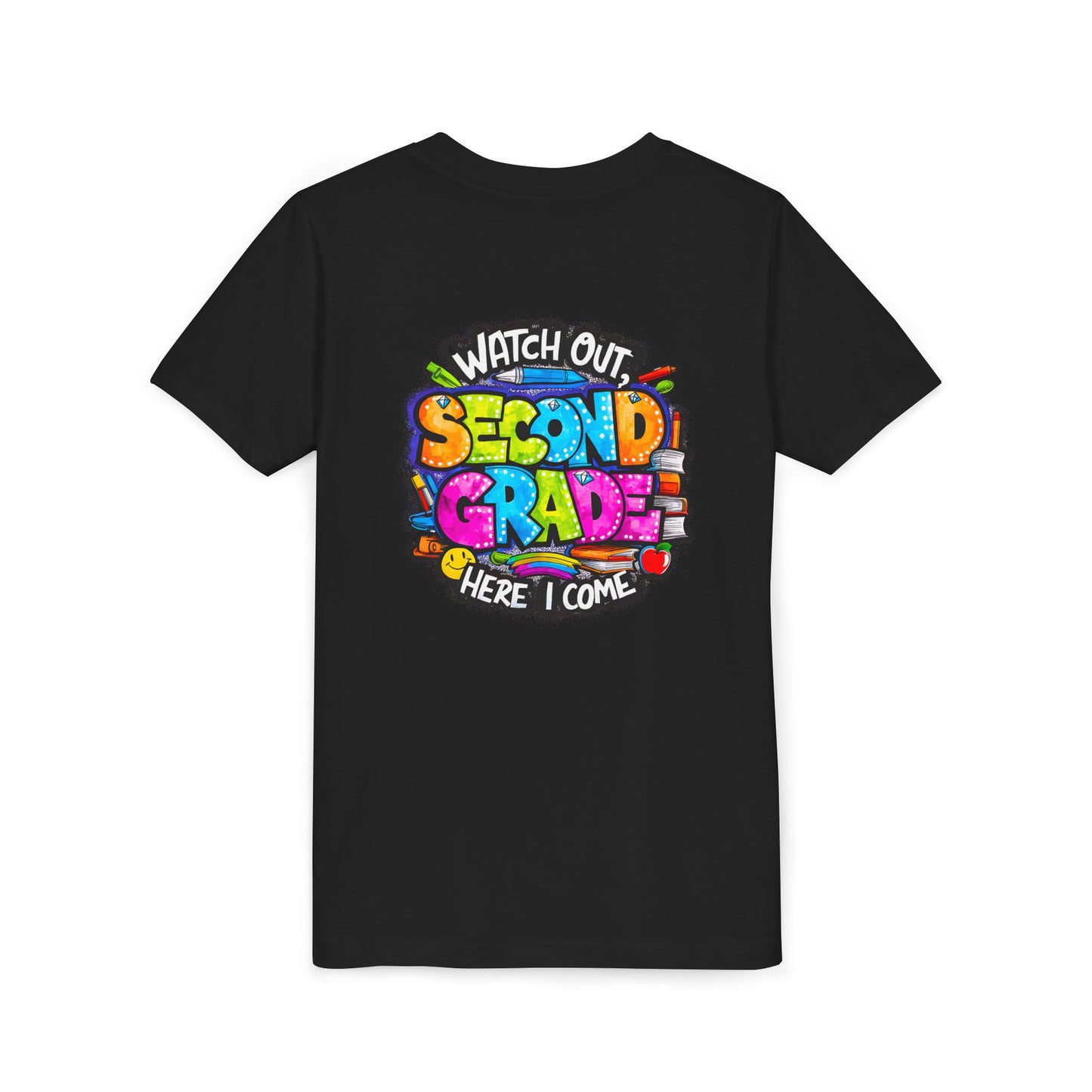 Second Grade Kids Tee - "Watch Out Second Grade Here I Come" Colorful Back-to-School Shirt