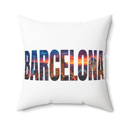 Barcelona Cityscape Throw Pillow — Travel Souvenir Decorative Pillow
