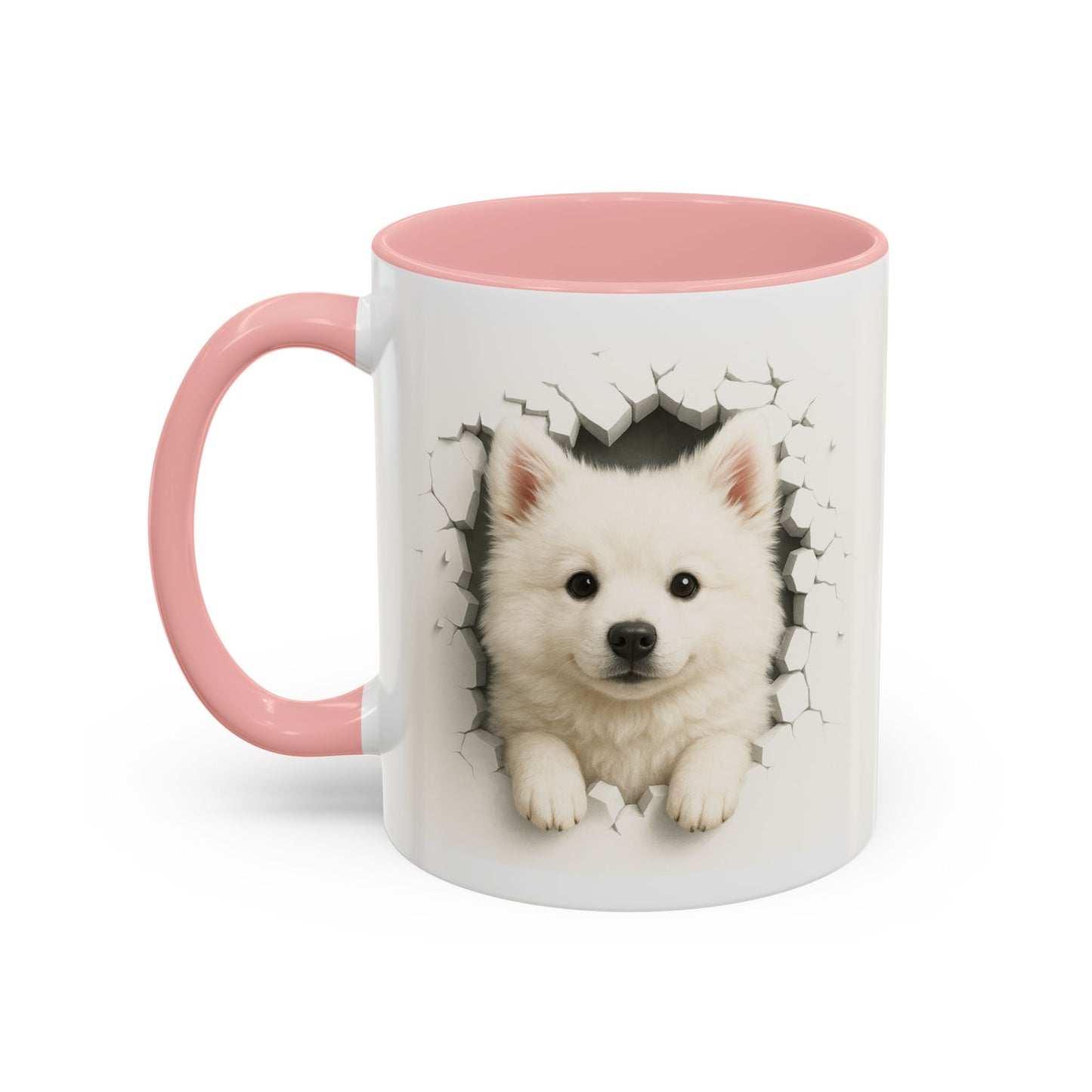White Samoyed Puppy Accent Coffee Mug — Cute Dog Breakthrough Design (11/15 oz)