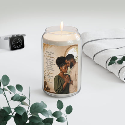 Inspirational Soy Candle 13.75oz — "Be Strong and Courageous" Prayer Candle for Couples